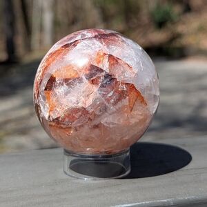 Fire Quartz Crystal Sphere 182 Grams Red Hematiod Quartz